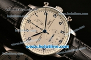 IWC Portuguese Chrono Miyota OS20 Quartz Steel Case with Black Leather Strap and White Dial