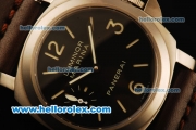 Panerai Luminor Marina Pam 177 1:1 Original Swiss ETA 6497 Manual Winding Titanium Case with Black Dial and Dark Brown Leather Strap