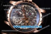 Roger Dubuis Excalibur Asia ST16 Automatic Rose Gold Case with Skeleton Dial and Black Leather Strap