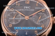 IWC Portugieser Power Reserve Clone IWC 52010 Automatic Rose Gold Case with Arabic Numeral Markers and Grey Dial (ZF)