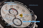 Ferrari Chrono Miyota OS20 Quartz Steel Case PVD Bezel with Steel Strap and White Dial Stick Markers Three Subdials