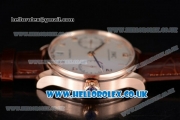 IWC Portuguese Clone IWC 52010 Automatic Rose Gold Case with White Dial Arabic Numeral Markers and Brown Leather Strap - 1:1 Original (ZF)