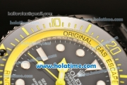 Rolex Sea-Dweller Deepsea Asia 2813 Automatic PVD Case/Strap with Black Dial and Yellow Diver Index