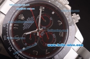 Rolex Daytona II Automatic 7750 Coating Steel Case and Strap with Black Dial - Silver Arabic Numeral Markers