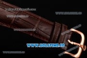 Rolex Cellini Time Asia 2813 Automatic Rose Gold Case with Brown Leather Strap Stick Markers and Black Dial (BP)