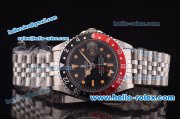 Rolex GMT Master Vintage Asia 2813 Automatic Full Steel with Black/Red Bezel and Black Dial