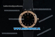 Hublot Classic Fusion Miyota 9015 Automatic Rose Gold Case with Black Dial Stick Markers Rose Gold Bezel and Rubber Strap