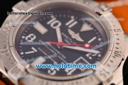 Breitling Avenger Seawolf Swiss ETA 2836 Automatic Stainless Steel Case with Orange Leather Bracelet Black Dial and Numeral Markers