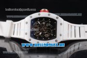 Richard Mille RM 055 Miyota 9015 Automatic Ceramic Case with Skeleton Dial and Dot Markers White Rubber Strap
