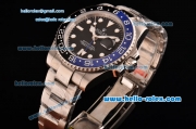 Rolex GMT-Master II Swiss ETA 2836 Automatic Full Steel with Black Dial Blue/Black Bezel and White Markers