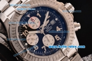 Breitling Super Avenger Chronograph Swiss Valjoux 7750-SHG Automatic Stainless Steel Case with Stainless Steel Strap and Black Dial Numeral Markers