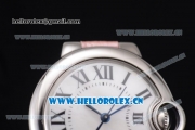 Cartier Ballon Bleu Medium Asia Automatic Steel Case with White Dial Roman Numeral Markers and Pink Leather Strap (YF)