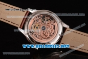 Patek Philippe Complicated Skeleton Asia Automatic Steel Case with Skeleton Dial and Brown Leather Strap (GF)