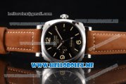 Panerai Radiomir 1940 3 Days GMT Asia ST25 Automatic Steel Case with Black Dial and Brown Leather Strap Stick/Arabic Numeral Markers