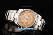 Rolex Air-King Oyster Perpetual Automatic Movement Rose Gold Dial with Steel Case and SS Strap