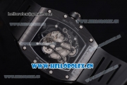 Richard Mille RM 055 Miyota 9015 Automatic PVD Case with Skeleton Dial Dot Markers and Black Rubber Strap