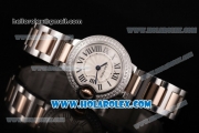 Cartier Ballon Bleu De Small Swiss Quartz Rose Gold/Steel Case with Silver Dial Diamonds Bezel and Roman Numeral Markers