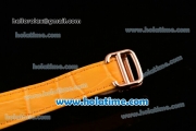 Cartier Ballon Bleu Swiss Quartz Rose Gold Case with Yellow Leather Strap Diamond Bezel and Yellow Dial