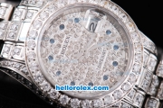 Rolex Datejust Oyster Perpetual Automatic Swiss ETA Automatic Movement ETA Case Full Diamond with Diamond Dial and Blue Round Pearl Marking