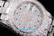 Rolex Datejust Oyster Perpetual Automatic ETA Case Full Diamond with Diamond Dial and Blue Round Pearl Marking