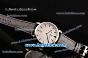 Vacheron Constantin Malte Miyota Quartz Stainless Steel Case with Black Leather Strap White Dial and Stick Markers