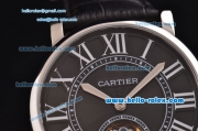 Cartier Rotonde De Tourbillon ST22 Automatic Steel Case with Black Dial and Black Leather Strap