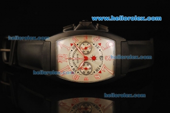 Franck Muller Chronograph Quartz Movement PVD Case with White Dial and Black Rubber Strap-7750 Coating Case