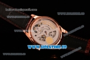 IWC Portuguese Tourbillon Mystere Swiss Tourbillon Automatic Rose Gold Case with Black Dial Rose Gold Arabic Numeral Markers and Brown Leather Strap (FT)