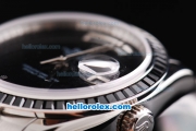 Rolex Oyster Perpetual Day-Date Automatic Movement ETA Case with Black Dial-Black Bezel and SS Strap