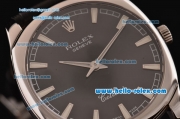 Rolex Cellini Danaos Swiss Quartz Stainless Steel Case with Black Leather Strap Black Dial Stick Markers