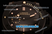 Panerai PAM 508 P Luminor Submersible Clone Panerai P.9000 Automatic Ceramic Case with Black Dial and Brown Leather Strap (ZF)