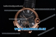 Cartier Ballon Bleu De Tourbillon Asia ST25 Automatic Rose Gold Case with Black Dial Stick Markers and Black Leather Strap