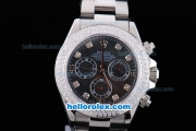 Rolex Daytona Oyster Perpetual Chronometer Automatic with White Diamond Bezel,Black Dial and Diamond Marking