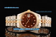 Rolex Datejust II Oyster Perpetual Automatic Movement Steel Case with Brown Dial and Diamond Markers-Two Tone Strap