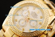 Rolex Daytona Oyster Perpetual Automatic Full Gold with Diamond Bezel,White Dial and Diamond Marking