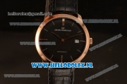 Girard Perregaux 1966 9015 Auto Rose Gold Case with Black Dial and Black Leather Strap