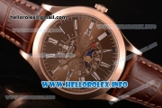 Patek Philippe Grand Complications Perpetual Calendar Miyota Quartz Rose Gold Case with Brown Dial and White Roman Numeral Markers