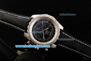 Breitling Bentley Motors Automatic with Black Dial and White Bezel-Black Leather Strap