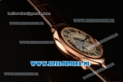 Cartier Ballon Bleu De Medium Swiss ETA 2671 Automatic Rose Gold Case Silver Dial Roman Numeral Markers and Brown Genuine Leather Strap - 1:1 Original