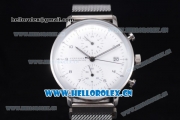 Junghans Max Bill Chronoscope Miyota OS10 Quartz Stainless Steel Case/Bracelet White Dial and Arabic Number/Stick Markers