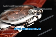 Cartier Ballon Bleu De Medium Chrono Miyota OS20 Quartz Steel Case with Brown Leather Strap and Brown Dial