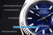 Rolex Datejust Clone Rolex 3135 Automatic Stainless Steel Case/Bracelet with Dark Blue Dial and Stick Markers (BP)