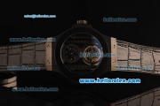 Hublot King Power Tourbillon Automatic PVD Case with Black Dial and Black Leather Strap-7750 Coating