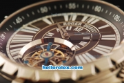 Roger Dubuis Excalibur Swiss Tourbillon Manual Winding Movement Steel Case with White Markers and Black Rubber Strap