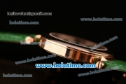 Franck Muller Ronde Miyota Quartz Rose Gold Case with Green Leather Bracelet White Dial and Green Stick Markers