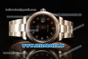 Rolex Datejust Oyster Perpetual Swiss ETA 2836 Automatic Steel Case Diamonds Markers With Black Dial Steel Bracelet (BP)