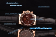 Rolex Daytona Chronograph Swiss Valjoux 7750 Automatic Rose Gold Case with Brown Dial Black Leather Strap