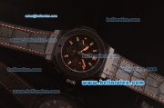 Hublot Big Bang Swiss Valjoux 7750 Automatic Carbon Fiber Case with Black Dial and Orange Markers