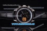 Omega Speedmaster Apollo 11 40th Anniversary Venus 7750 Manual Winding Steel Case with Black Dial Stick Markers and Black Leather Strap (EF)