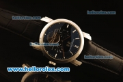 Vacheron Constantin Tourbillon Automatic Steel Case with Black Dial and Black Leather Strap